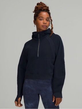 Lululemon Cropped Oversized Navy Scuba 1/4 Zip Hoodie. Size: M/L